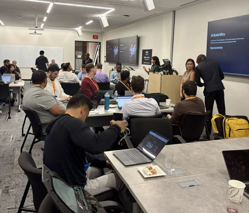 Attendees building on laptops at the September 2025 Build Blitz